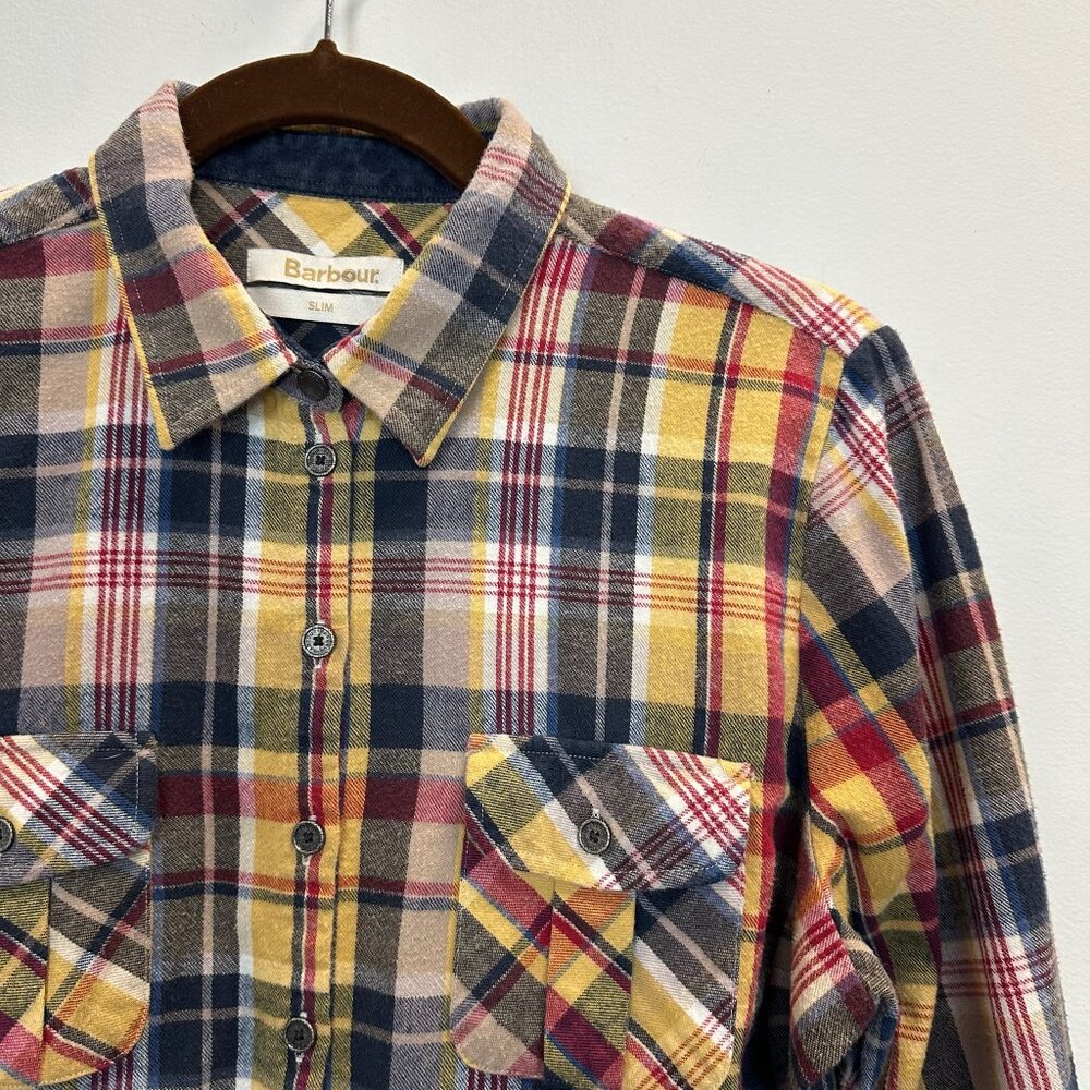 Barbour Plaid Flannel Button Up Shirt Slim Fit - Picture 4 of 15